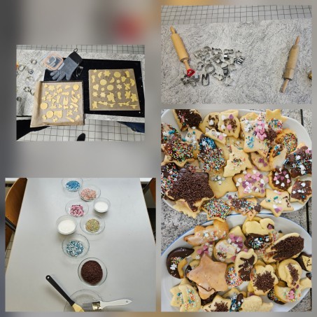 Kollage aus Fotos der verscheidenen Stufen des Pl&auml;tzchens backen